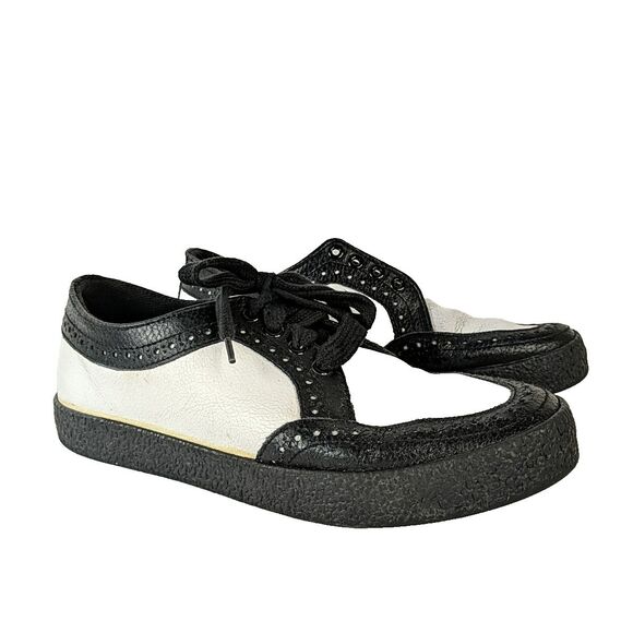 Draven Black White Leather Sneaker Men Size 9 Creeper Swing Lace Up - Picture 1 of 10